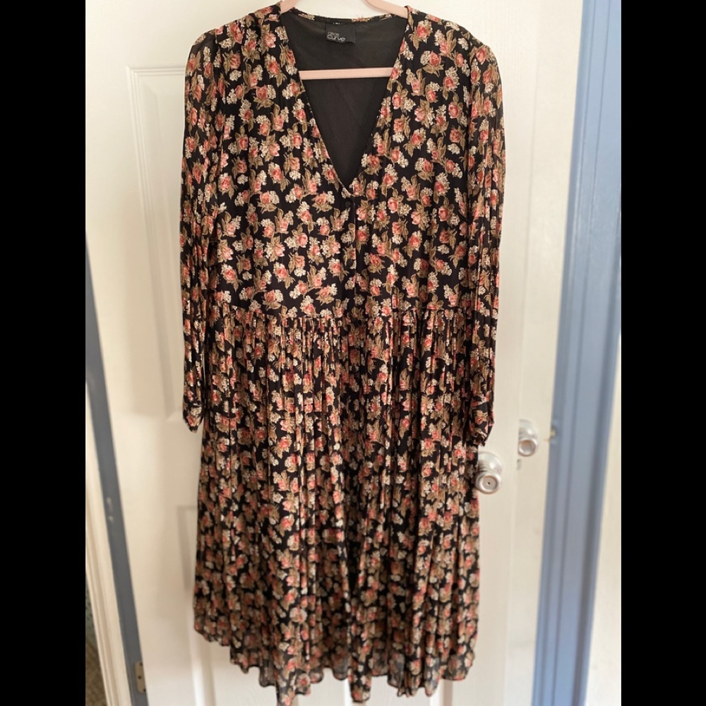 ASOS Curve Fall Floral Long Sleeve dress